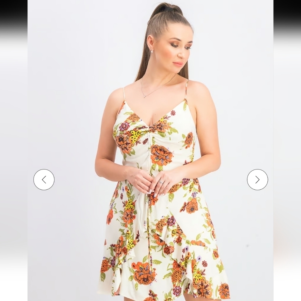 Free People NWTs Women Happy Heart Floral Ruched Mini Dress